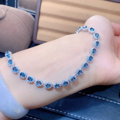Pulsera de Topacio Azul Natural con Cristales de Precisión - Image 9