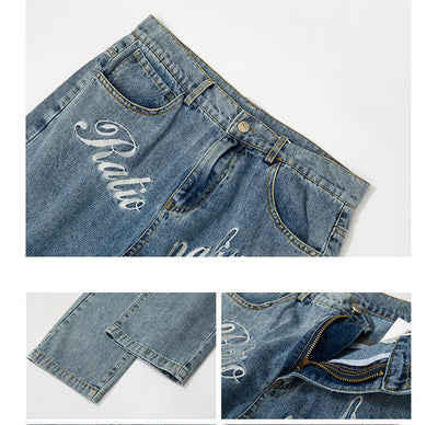 Pantalón Vaquero Clásico Pierna Recta Color Sólido Retro - Image 12
