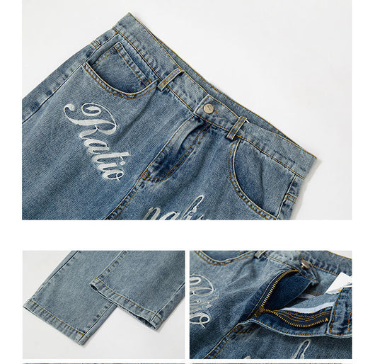 Pantalón Vaquero Clásico Pierna Recta Color Sólido Retro - Image 12