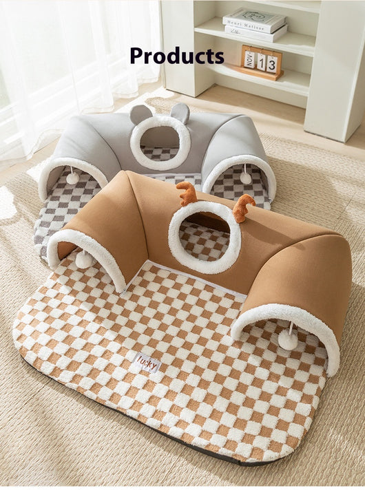 Túnel Escondite y Cama 2 en 1 para Gatos - Image 13