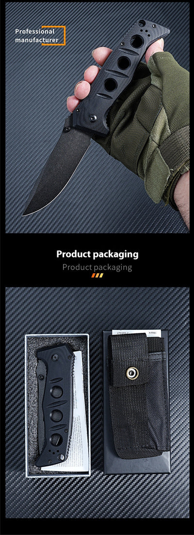 Cuchillo Plegable Táctico D2 con Mango G10 y Soporte de Espalda - Image 12