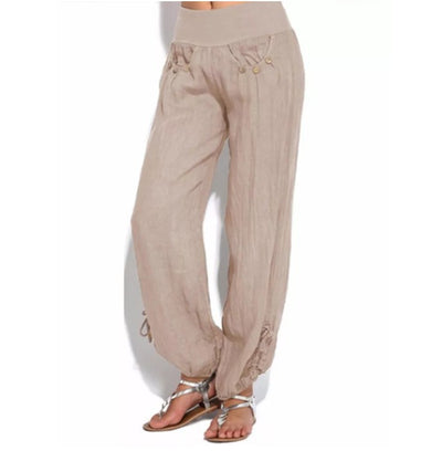 Pantalones Anchos Casuales con Botones Sueltos para Mujer - Image 22