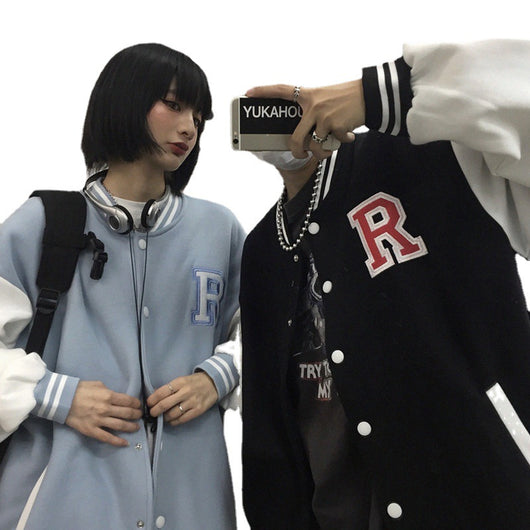 Chaqueta Hombre Estilo Urbano con Bordado de Letras Retro - Corte Oversize - Image 18