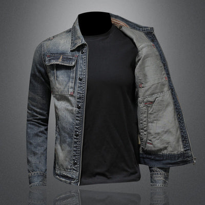 Chaqueta de Mezclilla Vintage Desgastada Estilo Clásico Europeo - Image 8