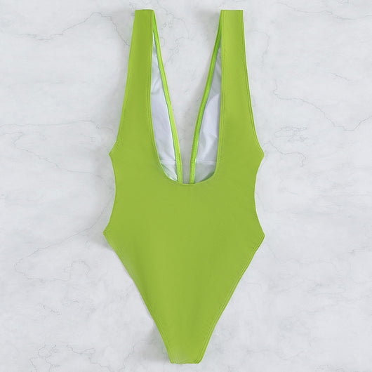 Traje de Baño Enterizo Escote Profundo con Espalda Descubierta - Image 2