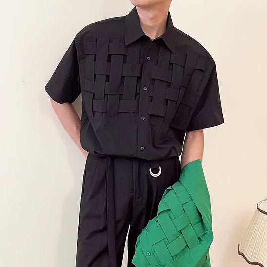 Camisa de Manga Corta Tejida con Diseño Veraniego para Hombre - Image 4