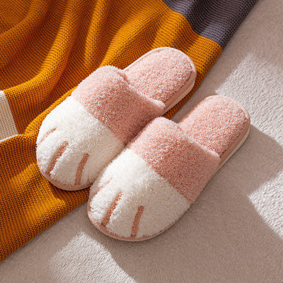Pantuflas Cálidas de Pareja con Diseño Adorable de Patitas de Gato