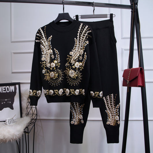 Conjunto Dos Piezas Elegante con Lentejuelas y Perlas