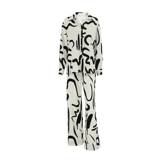 Conjunto Elegante de Blusa Estampada y Pantalón Palazzo de Cintura Alta - Image 5