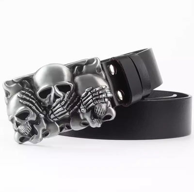Cinturón de Cuero Bovino con Diseño Calavera de Dos Capas - Image 10