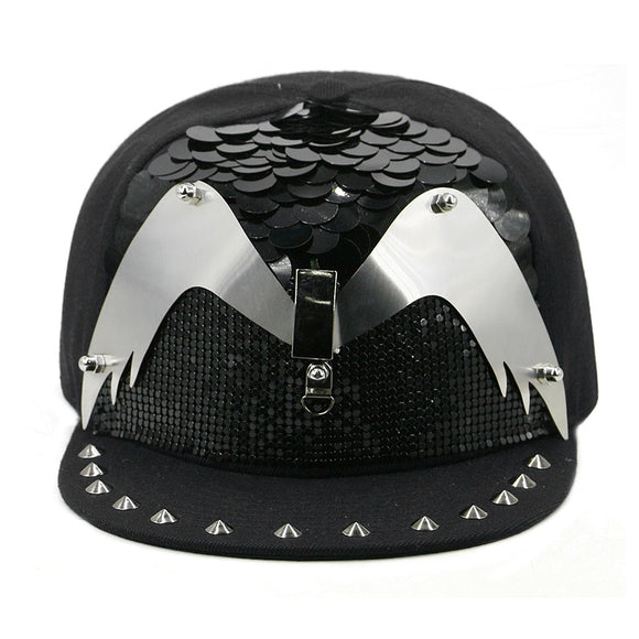 Gorra Harajuku Estilo Europeo Americano con Calavera y Remaches Cruzados