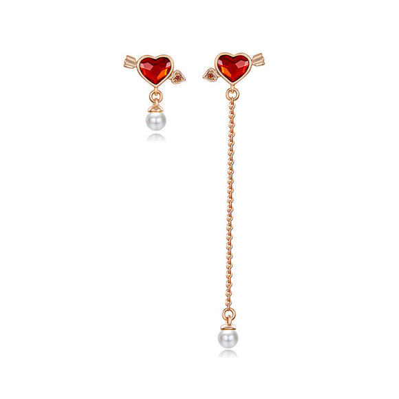 Aretes de Perla Cupido - Diseño de Flecha del Amor para Mujer