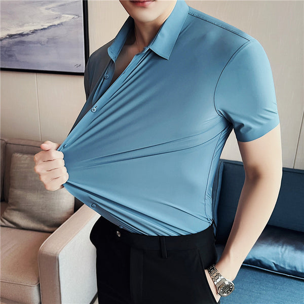 Camisa Manga Corta Ice Silk Sin Costuras para Hombre