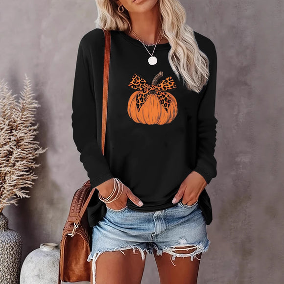 Camiseta Navideña Halloween Manga Larga Estampada para Mujer
