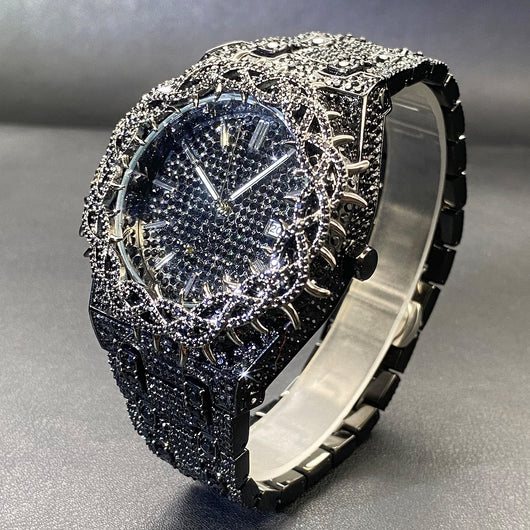 Reloj Hip-Hop para Hombre con Incrustaciones de Circón Verde Brillante - Image 6