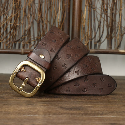 Cinturón de Cuero Estilo Coreano con Patrón Exclusivo para Hombre - Image 7
