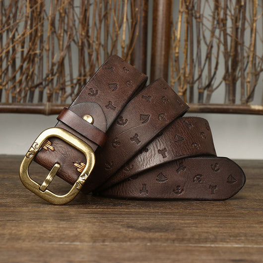 Cinturón de Cuero Estilo Coreano con Patrón Exclusivo para Hombre - Image 7