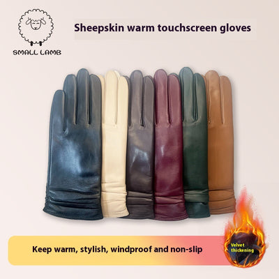 Guantes de Cuero Oveja para Mujer con Pantalla Táctil - Invierno Cálido