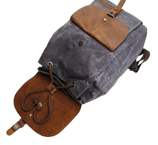Mochila de Viaje Impermeable Cuero Crazy Horse y Lona para Hombre - Image 6