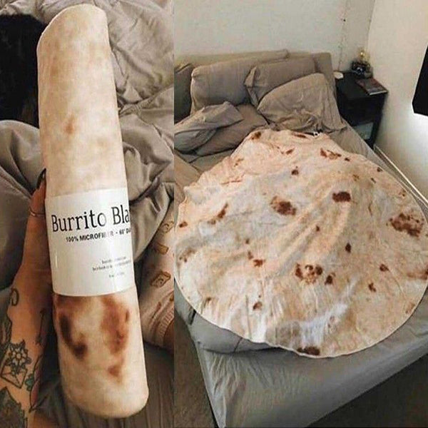 Manta Burrito Redonda de Franela Suave - Manta Tortilla para Viajes y Descanso