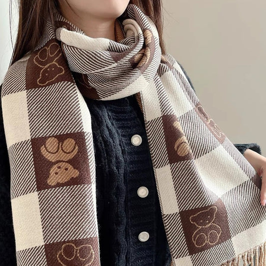 Bufanda de Faux Cashmira Cálida y Versátil para Mujer - Otoño e Invierno