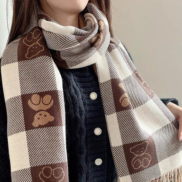 Bufanda de Faux Cashmira Cálida y Versátil para Mujer - Otoño e Invierno