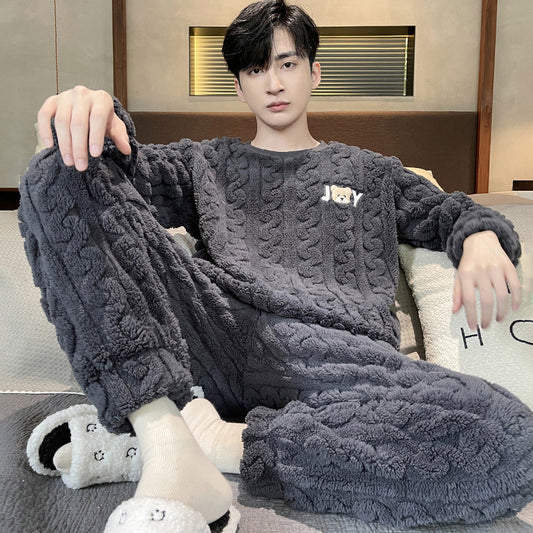 Pijama Térmico de Terciopelo Coral para Hombre - Abrigo Invierno