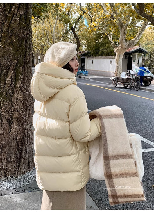 Abrigo Acolchado de Pato Blanco Largo Invierno Diseño Coreano Mujer - Image 13