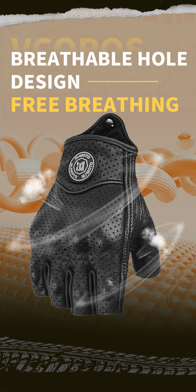 Guantes de Ciclismo Retro Medio Dedo en Cuero Oveja - Resistentes al Desgarre - Image 12