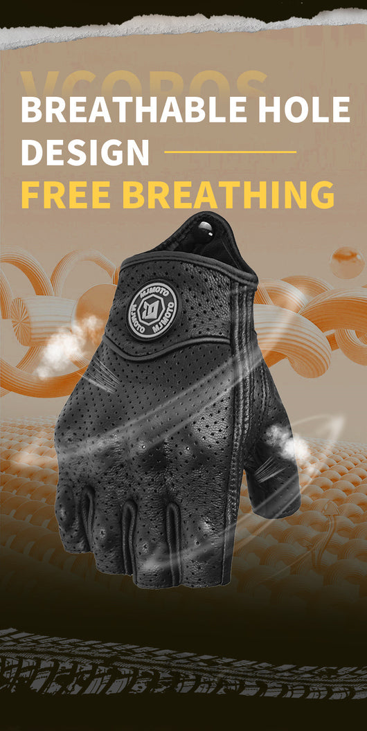 Guantes de Ciclismo Retro Medio Dedo en Cuero Oveja - Resistentes al Desgarre - Image 12