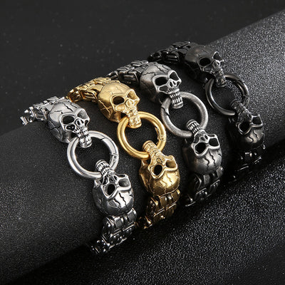 Pulsera de Acero Titanio para Hombre con Patrón de Calavera