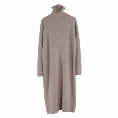 Vestido Suéter Largo de Cuello Alto para Otoño e Invierno - Image 5