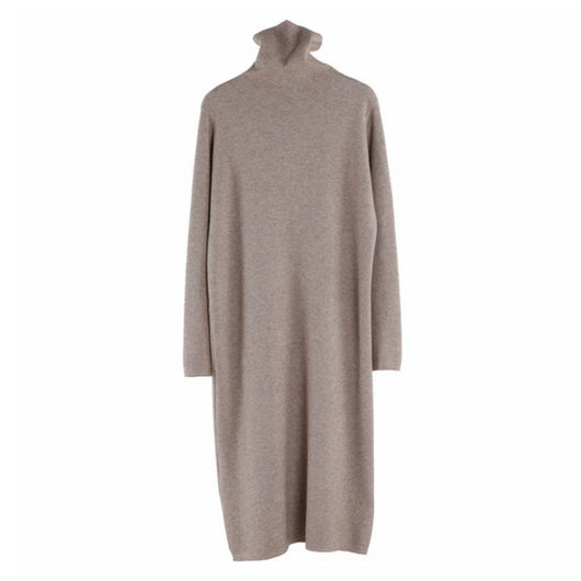 Vestido Suéter Largo de Cuello Alto para Otoño e Invierno - Image 5
