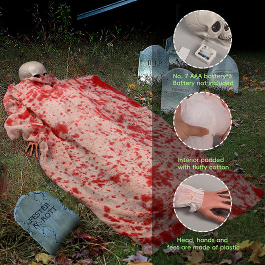 Decoración Interactiva de Zombie con Pelo Luminoso y Efectos de Sonido - Image 4