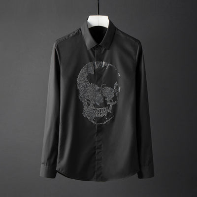 Camisa Manga Larga Calavera Diamante para Hombre - Image 7