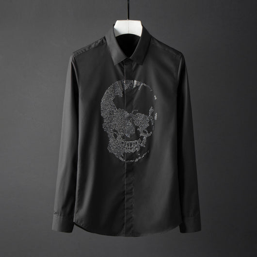 Camisa Manga Larga Calavera Diamante para Hombre - Image 7