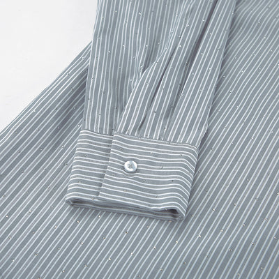 Camisa Manga Larga a Rayas con Detalles de Diamantes - Image 12