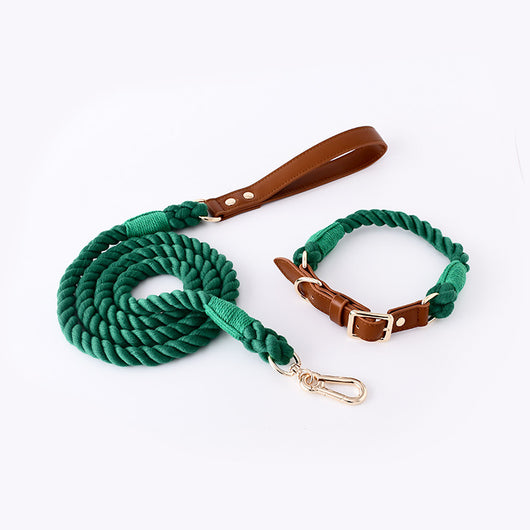 Juego de Collar y Correa para Perros Medianos y Grandes en Cuero y Algodón Tejido - Image 38