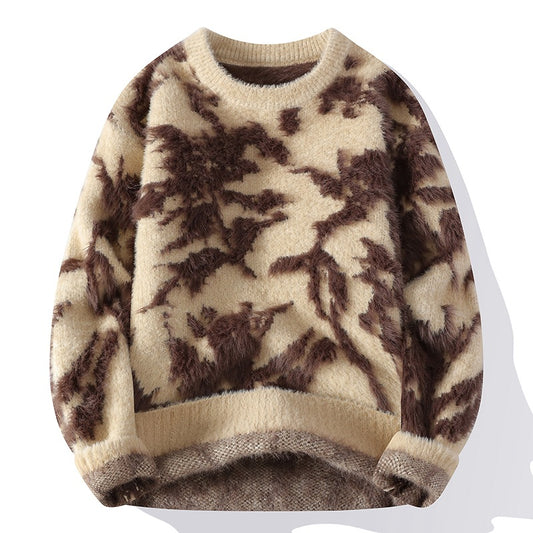 Suéter Holgado Cuello Redondo para Hombre - Tejido Cálido Otoño Invierno