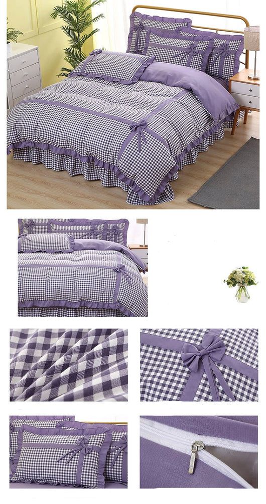 Conjunto de Pijama Cuadrille Estilo Princesa Coreano de 4 Piezas con Encaje - Image 17