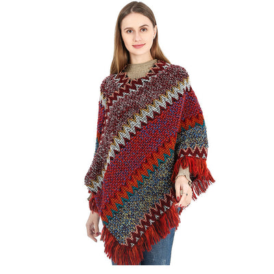 Poncho Étnico Multicolor Cálido para Otoño e Invierno - Image 14