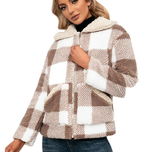 Chaqueta de Lana Cuadrille con Solapa Suave y Bolsillos - Image 5