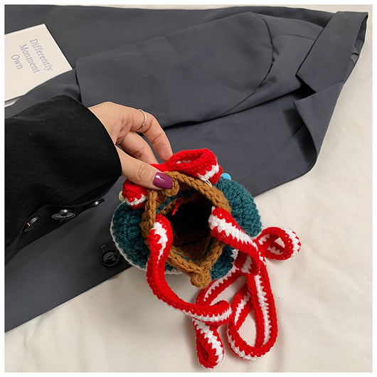 Bolso Cuadrado Navideño de Punto con Árbol de Navidad y Bloques de Color - Image 11