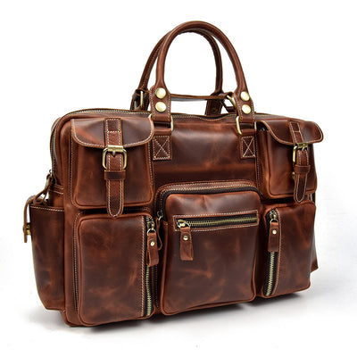 Bolsa Mensajera de Cuero Genuino Estilo Retro con Gran Capacidad para Hombre - Image 3