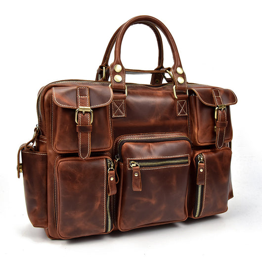 Bolsa Mensajera de Cuero Genuino Estilo Retro con Gran Capacidad para Hombre - Image 3