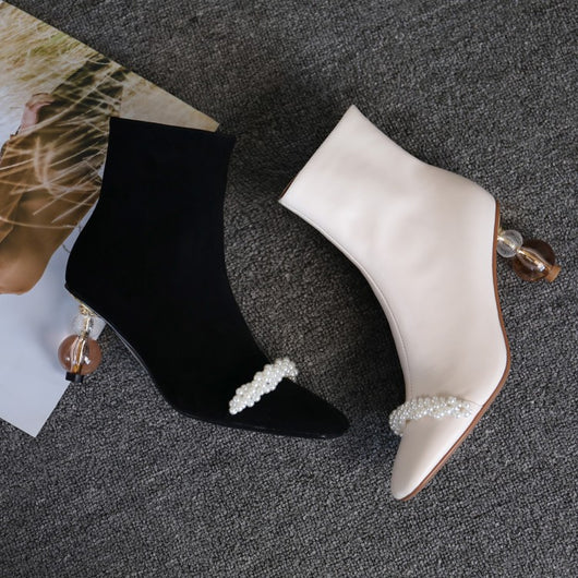 Botas Martin de Tacón Alto para Mujer con Perla - Botines Elegantes de Diseño Sofisticado - Image 4