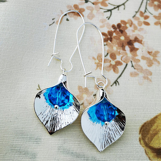 Aretes Largos de Cristal Orquídea en Aleación - Image 6