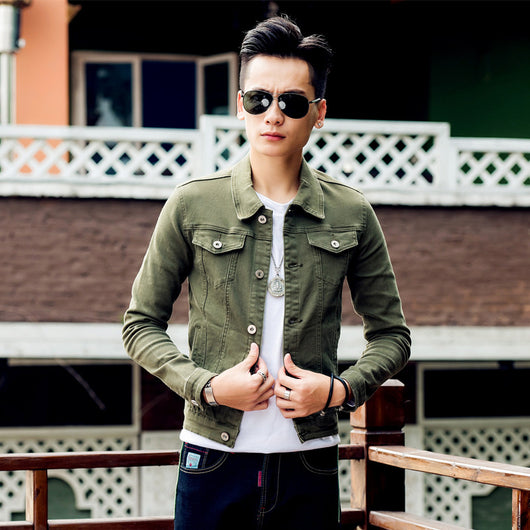 Chaqueta Vaquera Hombre Blanca Ajustada Estilo Coreano - Image 12