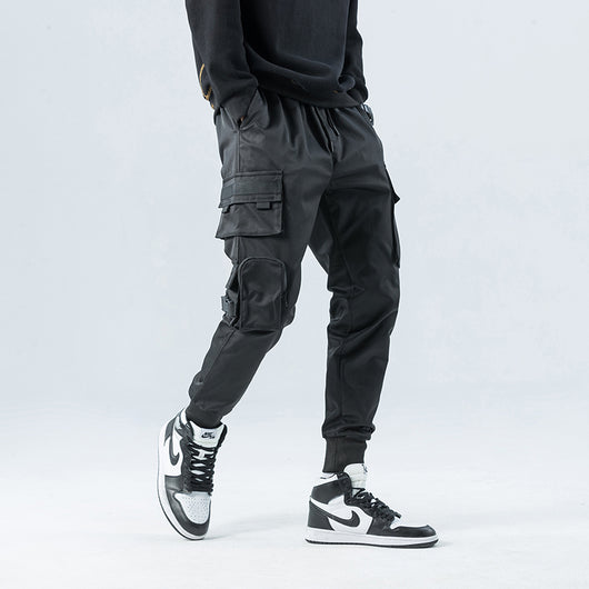 Pantalones Cargo Deportivos con Múltiples Bolsillos y Cordón Ajustable