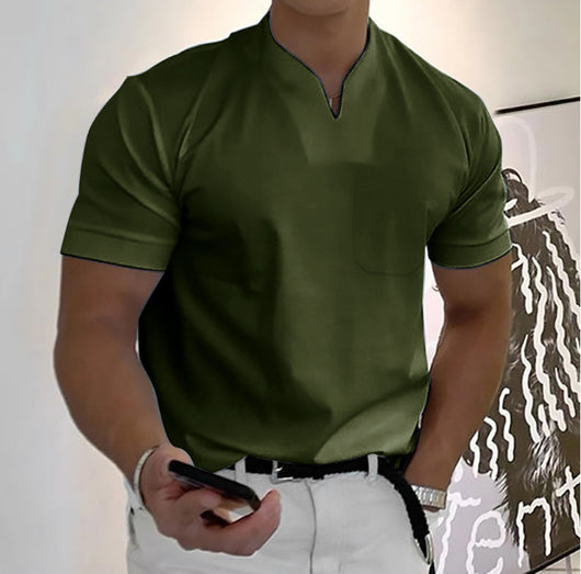 Playera Deportiva Manga Corta Hombre Talla Grande Algodón Elástico con Bolsillo - Image 12